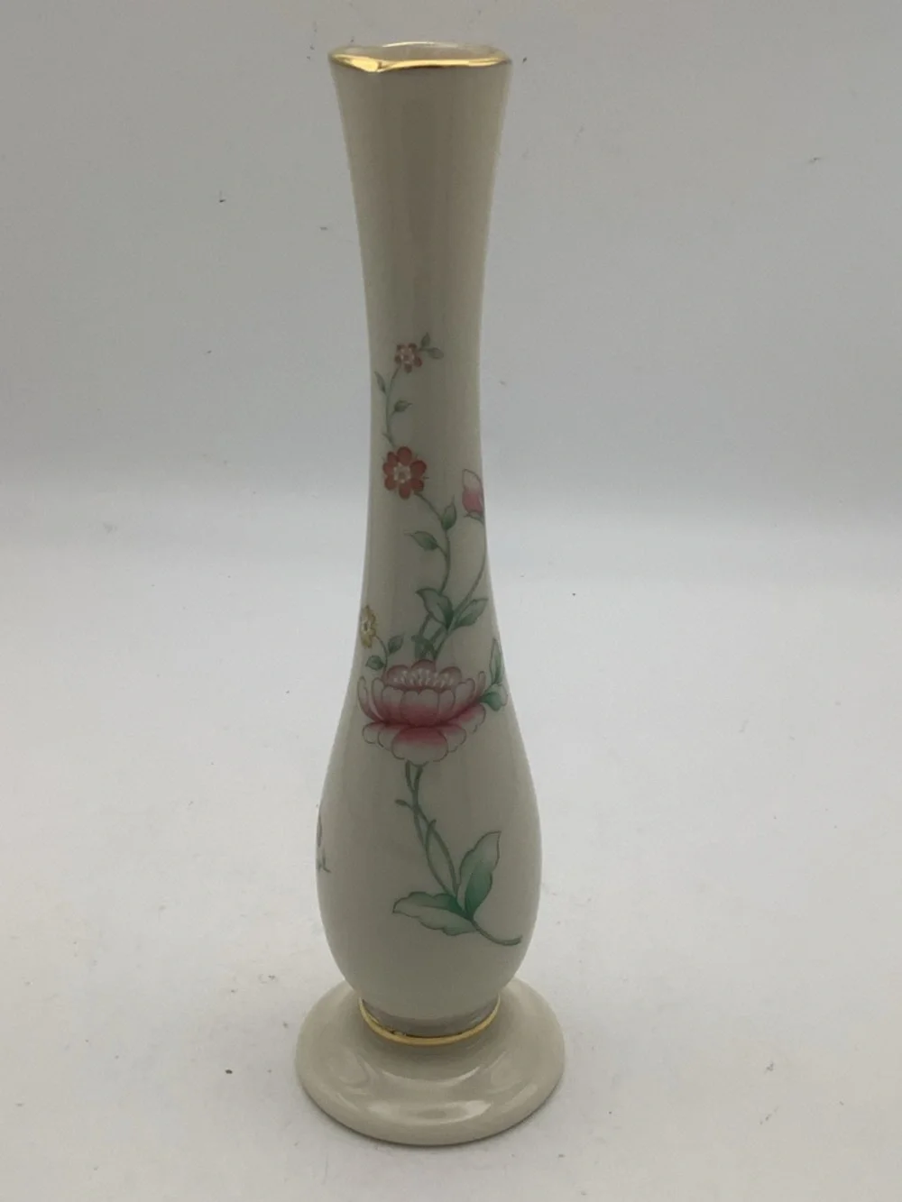 Vintage Lenox  Floral Garden Cream Bud Vase with Delicate Floral Design